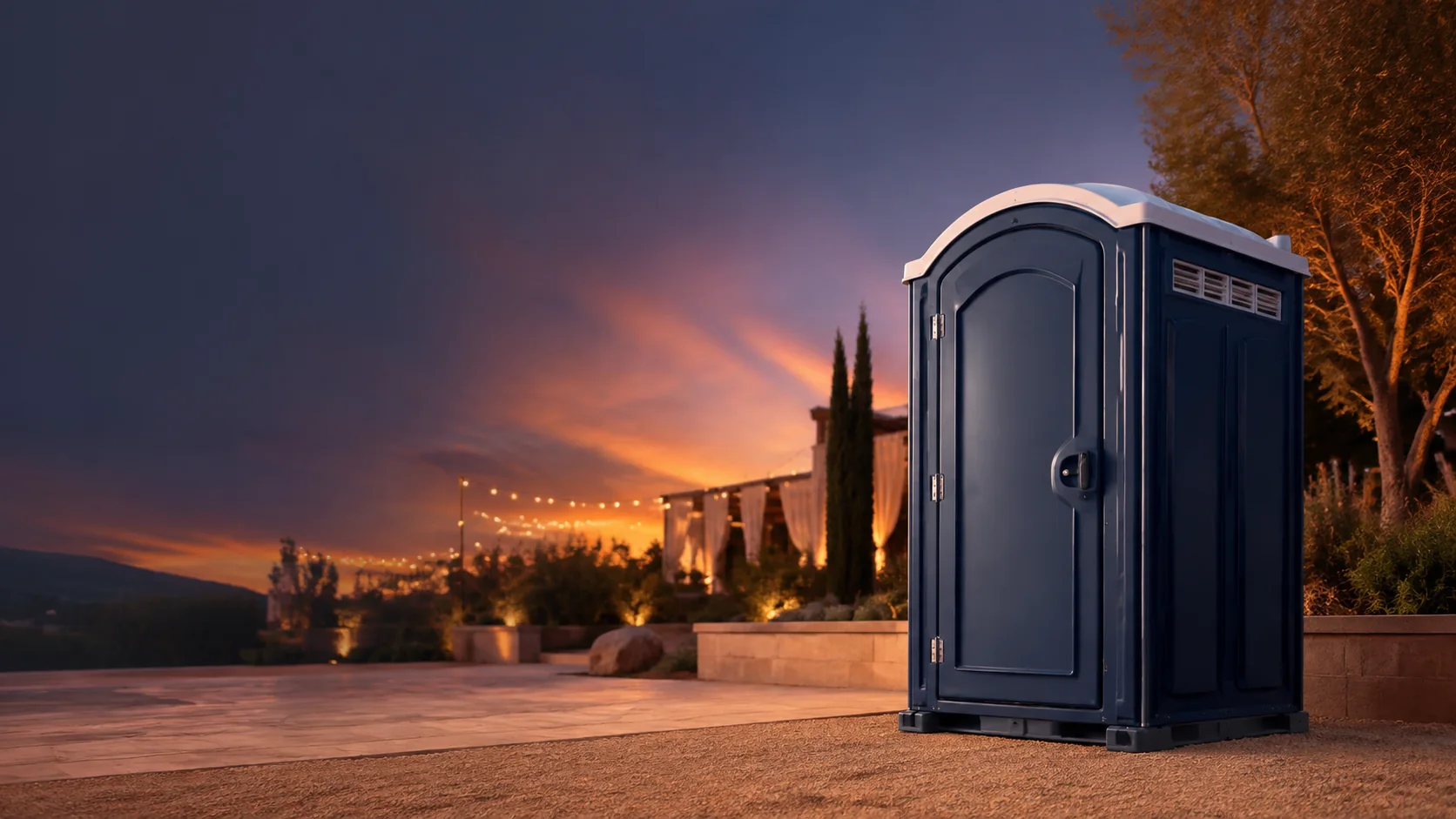 Portable restroom shown for rental planning in Crystal Lake, IL